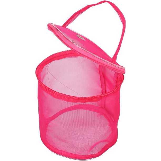(Púrpura) Estuche para almacenar hilo, bolsas de hilo de malla vacías, organizador portátil pequeño y redondo de bolas de hilo para tejer, canasta de diseño de malla, bolsa de nailon para tejer