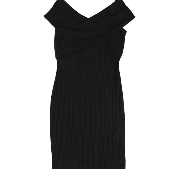 bar III Womens Cross Top Off-Shoulder Dress, Black, X-Small