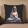 thumbnail image 5 of Set of 2 18x18in Throw Pillow Covers - Serene Meditative Design for Couch Bed Car - Tranquil White Robes & Glowing Light Pattern, 5 of 8