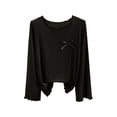 thumbnail image 4 of Chbgutlmr Womens Tops Long Sleeve Pajamas Tops Ruffle Crewneck Long Sleeve Fall Soft Comfy Homewear Pjs, 4 of 6