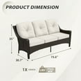 thumbnail image 4 of EAGLE PEAK Azure Bay Patio Wicker Outdoor 3 Seater Sofa,Patio Rattan Couch with Cushions Deep Seat Beige Cushions, 4 of 8