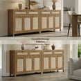 thumbnail image 4 of SICOTAS 43.5"W Large  Rattan Sideboard Buffet Cabinet with 3  Doors & 2 Drawers – Oversized Boho Storage Credenza Cabinet with Adjustable Shelves for Living Room, Entryway, Kitchen,Natural Oak, 4 of 7