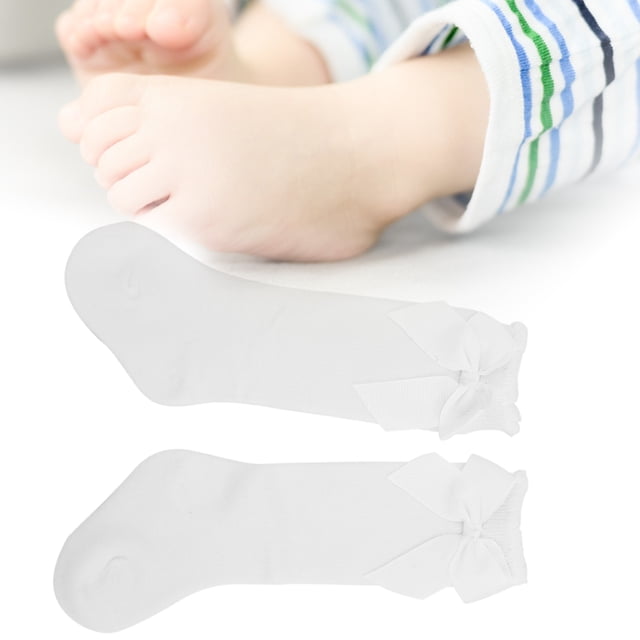 Calcetines De Punto Con Lazo Para Niños Pequeños, Calcetines Con Volantes Para Bebés, Color Brillante, Elegantes Para Fiestas De Cumpleaños