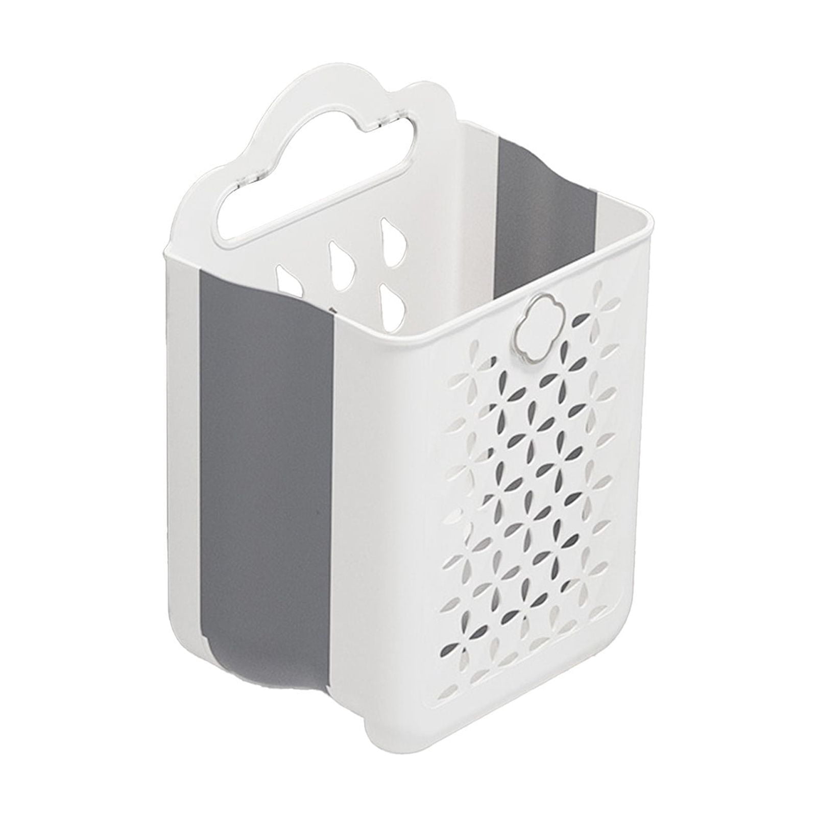 Kbndieu Collapsible Laundry Baskets, Wall-mounted Clothes Hampers for Laundry with Easy Carry Handle, Large Laundry Hamper for Bedroom, Bathroom, Dorm, Laundry Room, White
