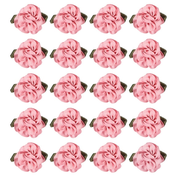 Uxcell 1 Inch Ribbon Flowers Bows for Crafts Mini Satin Roses Flowers for Wedding Home Decor Light Pink 20 Pack