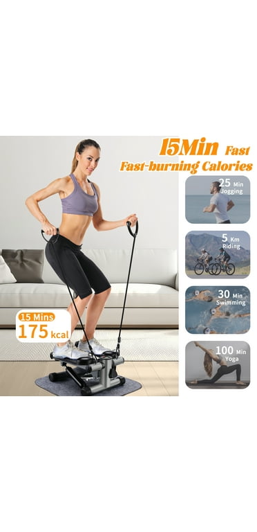 Mini Stepper Machine With Resistance Bands - 330LB Capacity Home Workout