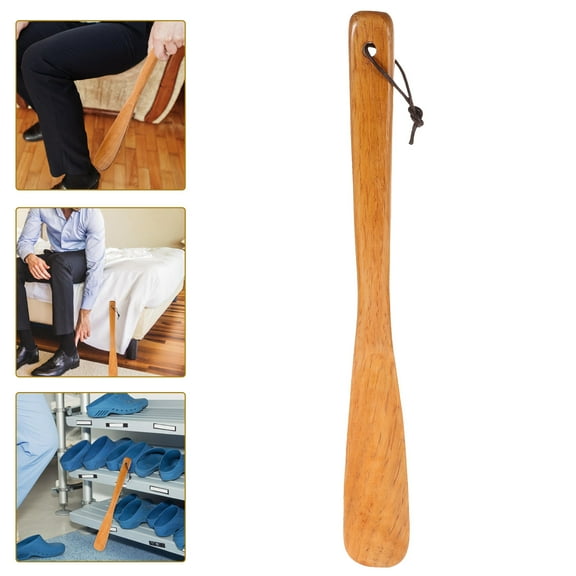 Raindrops 1Pack Durable Wood Shoe Horn with Long Handle for Seniors 32.00X3.80X1.50in