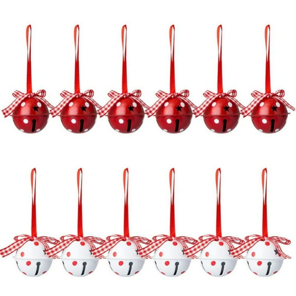 1.97 Inch Believe Bell Ornament Christmas Sleigh Bell with Red Ribbon Metal Christmas Bell Ornament for Christmas Tree Holiday Decoration (12 Pieces)