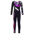 thumbnail image 2 of Miutii Kids Girls Gymnastics Dance Outfits Long Sleeve Leotard Biketard Jumpsuit with Leggings Pants Set Activewear Purple&Hot Pink 10, 2 of 7
