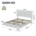thumbnail image 4 of Homfa Queen Floating Bed with Lights, LED Platform Bed Frame with Under Bed Storage, PU Leather Adjustable Tufted Upholstered Bed, White, 4 of 10