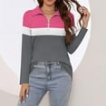 thumbnail image 4 of Yufatyle Women's Long Sleeve Tops Quarter Zip Collared Shirts Golf Shirts for Women Business Casual Summer Tees Hot Pink, 4 of 7