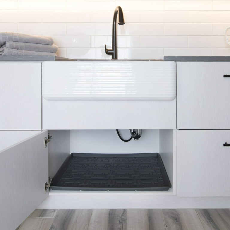 Xtreme Mats - Waterproof Under Sink Mat for Kitchen, Pick Your Size - 31  1/4 x 22 1/4 - Kitchen Cabinet Shelf Protector, Flexible Under Kitchen Sink  Drip Tray Liner - CM-33-GREY 