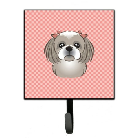 

Carolines Treasures BB1250SH4 Checkerboard Pink Gray Silver Shih Tzu Leash or Key Holder 7Hx4.25W multicolor