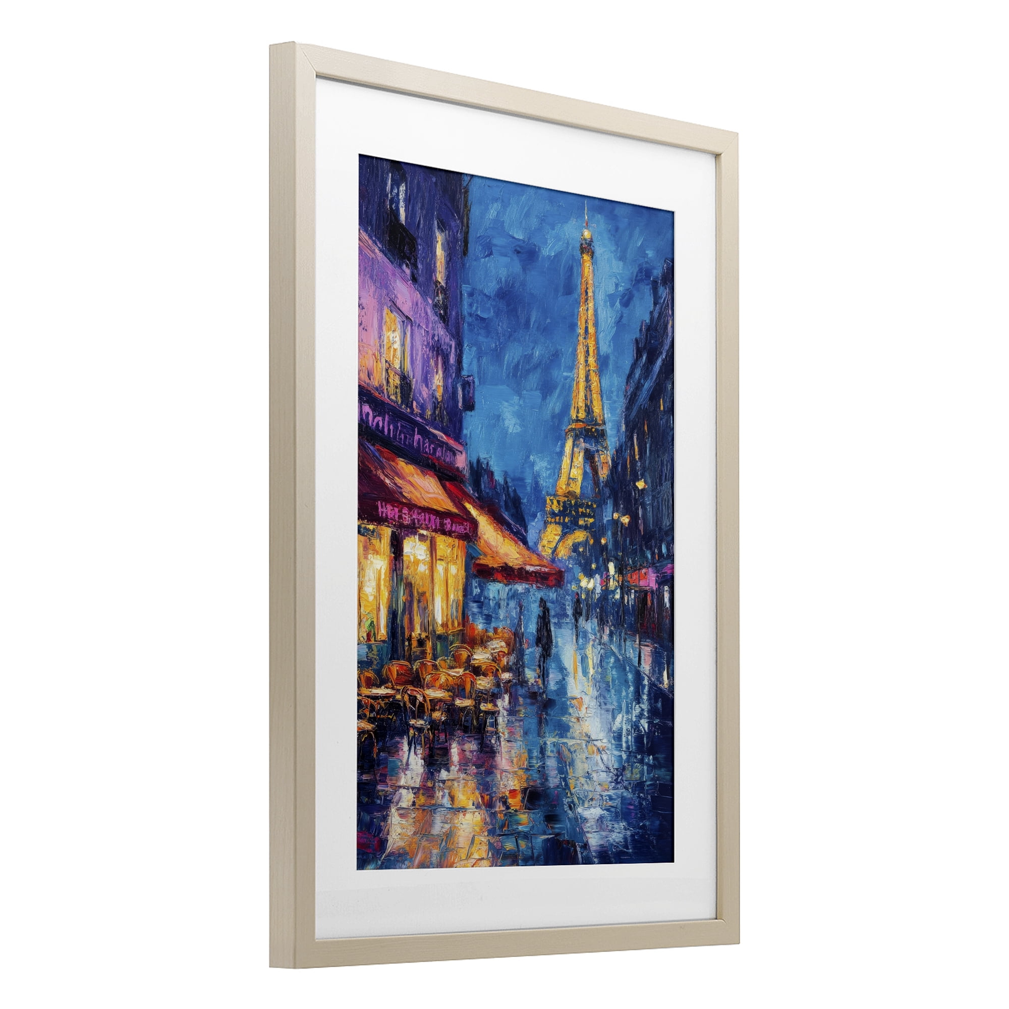 Stupell Industries Dusk Paris Street Scene Birch Framed Print Under Glass, design by Petal Prints Design