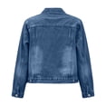 thumbnail image 5 of Women's Denim Jackets Multi Pockets Solid Color Long Sleeve Denim Jacket Collar Button Front Casual Trucker Coat Fall Winter Track Jackets with Pockets, 5 of 9