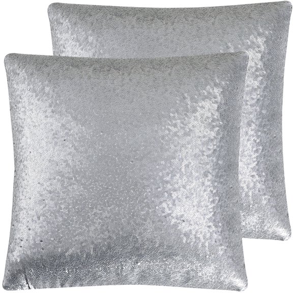 Unique Bargains 2Pcs Sequins Decorative Throw Pillow Cover 18" x 18" Gray