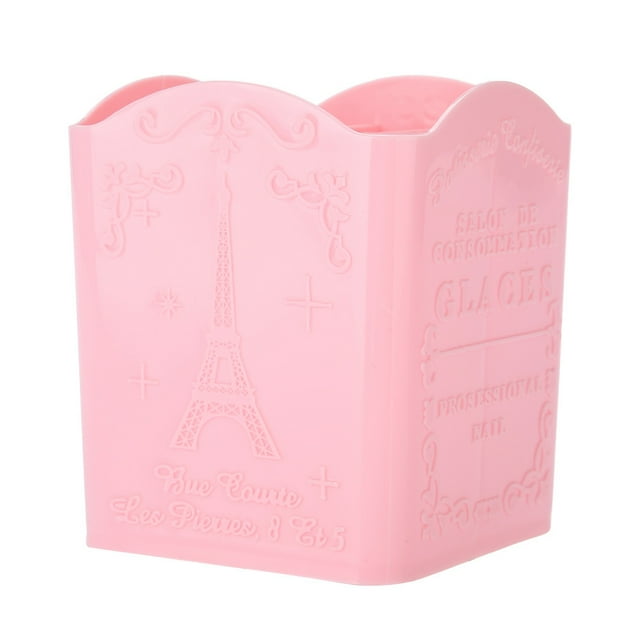 Caja de almacenamiento para artículos de papelería, cosméticos y herramientas de manicura con diseño de la Torre Eiffel en color rosa