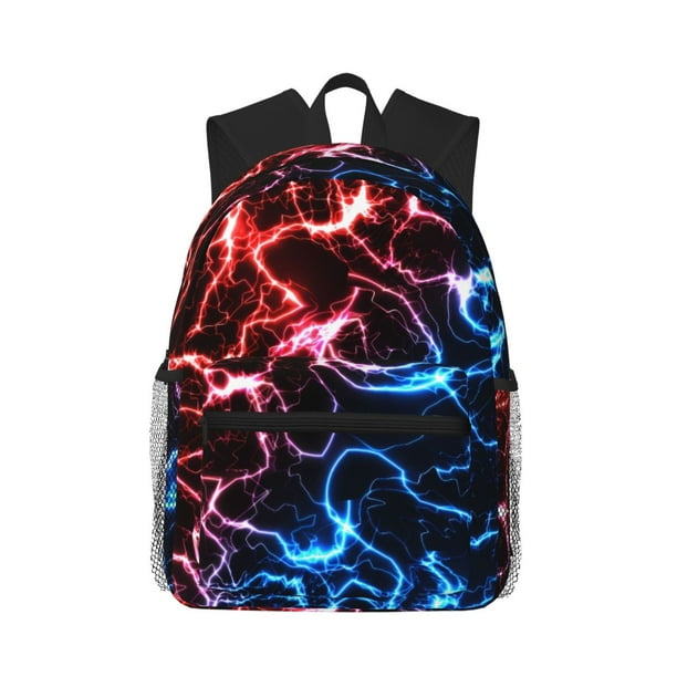 Disketp Red And Blue Lightning Mochila Ligera Clásica con Múltiples Bolsillos, Mochila Casual para Hombre y Mujer, Ideal para Escuela, Trabajo y Viajes