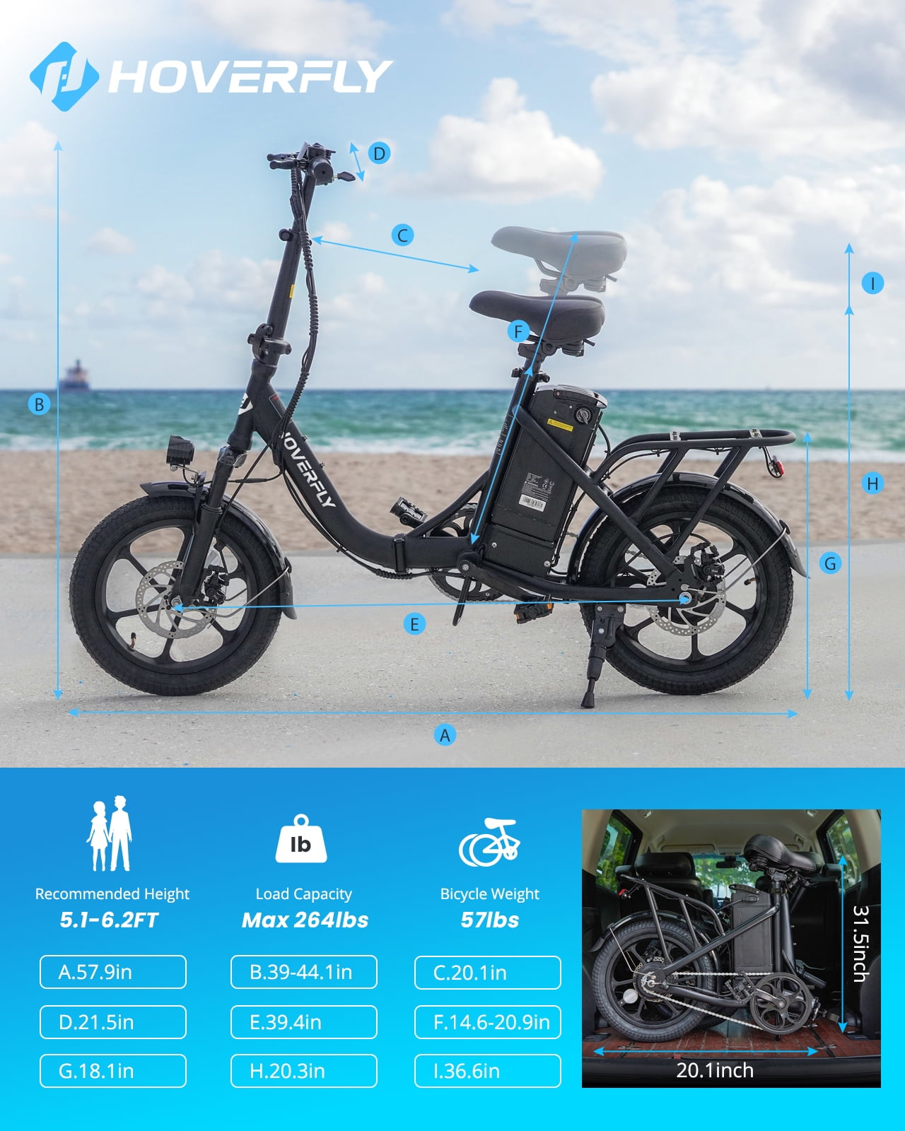 HOVERFLY 16" Folding Adults Electric Bikes, 500W/36V/15.5mph Folding City Ebike for Adult Men Women, Yellow,UL2849