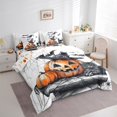 thumbnail image 3 of Manfei Halloween Pumpkin Lantern 7-Piece Twin Bedding Sets,Kawaii Cartoon Cat Bedding Comforter Set,White Black Orange Sheet Sets For Boys Girls,Ultra Soft Home Decor Reversible, 3 of 8
