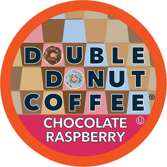 Double Donut Flavored Coffee Pods, Chocolate Raspberry Coffee, Single Serve Medium Roast Coffee for Keurig K Cups Brewers, 24 Count