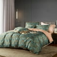 thumbnail image 3 of Nayoroom Boho Duvet Cover Queen Size, 3 Pieces Boho Vintage Flowers Reversible Soft Microfibre Duvet Cover Set,Teal, 3 of 13