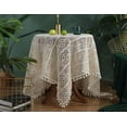 thumbnail image 1 of Azerlee Handmade Crochet Tablecloth Cotton Rectangular Table Cloth Tassels Table Cover for Rustic Wedding Bridal Shower Kitchen Dining Tabletop Décor, 55 X 78 Inch, 1 of 1