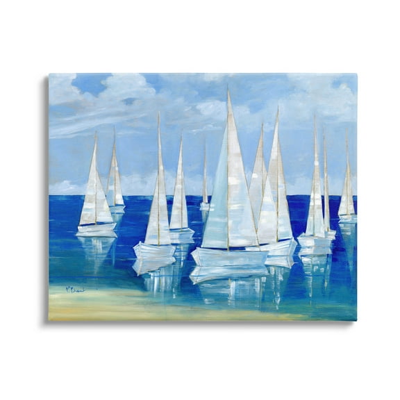 Stupell Industries Blanco Beach Sailboats Reflecting Coast Painting Gallery Wrapped Canvas Print Wall Art, Design by Paul Brent