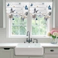 thumbnail image 4 of Watercolor Floral Balloon Curtains 63 Inch Length for Living Room/Bedroom, Blue Flowers Butterflies Spring Wood Grain Rod Pocket Privacy Door Curtains Decorative Tie Up Shade for Window 52"x63", 4 of 8