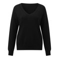 thumbnail image 5 of Arlun Fashion Warm Sweaters for Women V-Neck Long Sleeve Classic Soft Pullover Sweater Loose Fit Comfortable Casual Solid Color 2025 Fall Winter Tops Black XXL, 5 of 5