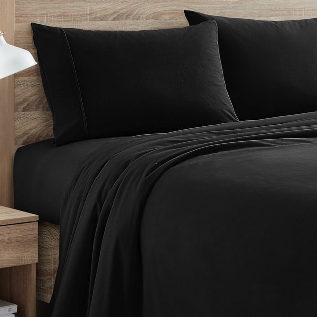 Juego de ropa de cama Sweet Home Collection Frannel King Black, paquete de 6