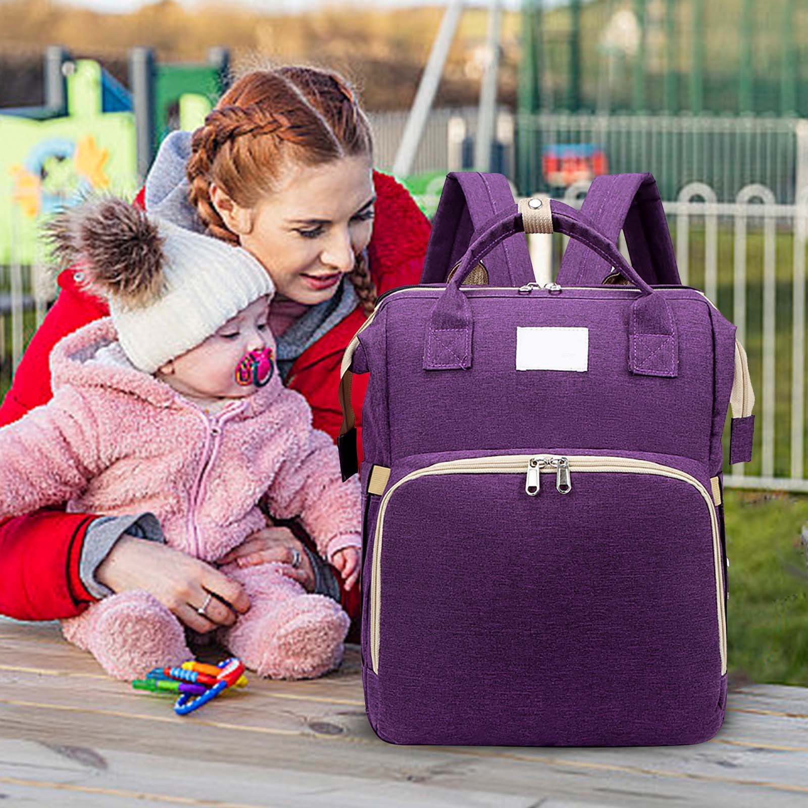 Baby Diaper Bag Backpack,Diaper Bag Backpack with Changing Station,Large Baby Diaper Bag,Multifunctional Travel Diaper Waterproof Backpack for Baby,With Portable Diaper Pad