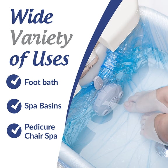 400 Count Pedicure Liners Disposable – XL Blue Spa Pedicure Bowl Liners 48'' x 48'' x 9.5 Mic – Plastic Foot Spa Liners for Chair, Tub, Salon Use