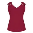 thumbnail image 4 of Womens Tank Tops $4.98 Plus Size Solid Sleeveless V-Neck Bow Casual Tank Vest Wine L, 4 of 6