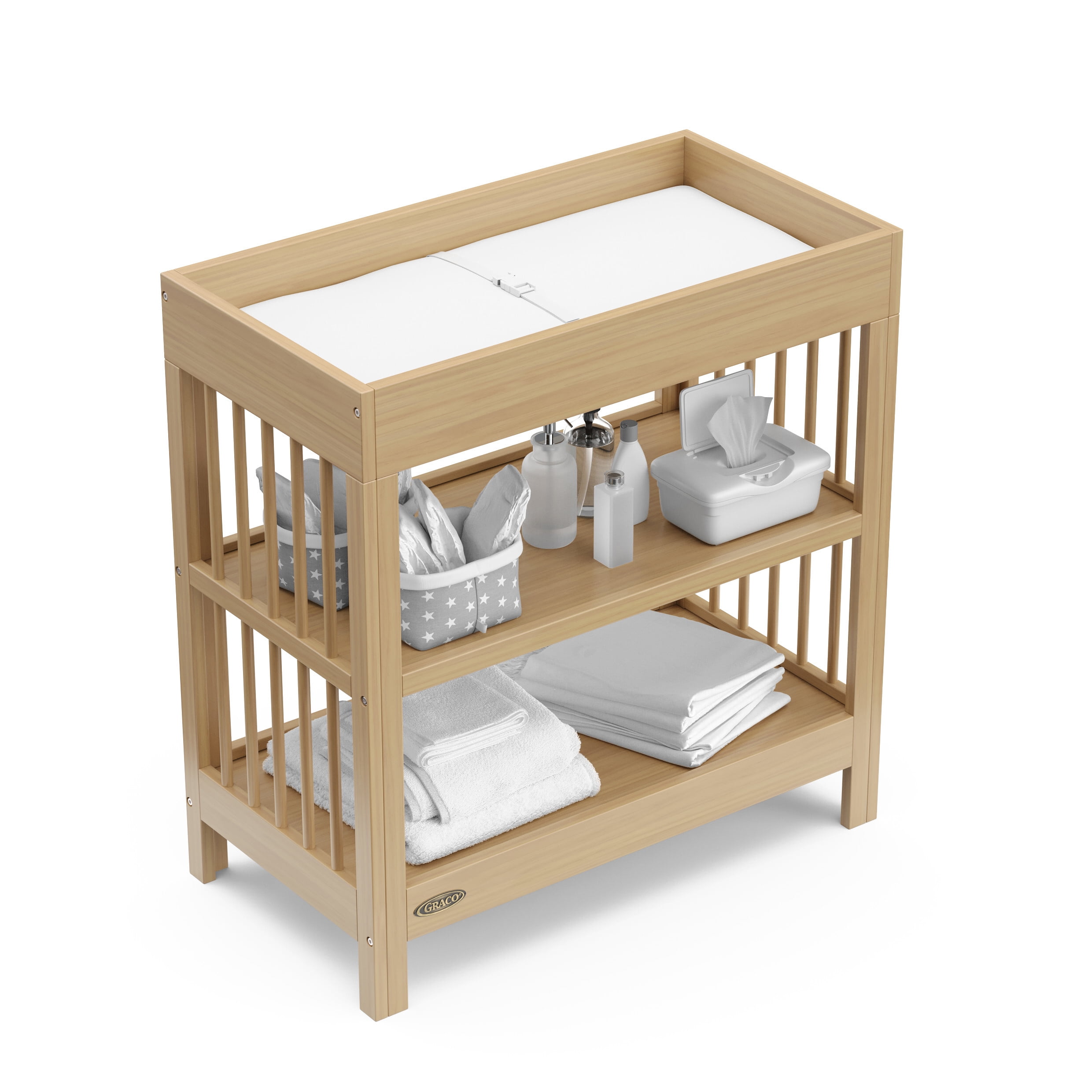 Graco Teddi Infant Wood Changing Table with Changing Pad, Driftwood