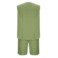 thumbnail image 2 of VBTAPA Mens Linen 2 Piece Outfits Solid Sleeveless Button Down Shirts and Shorts Set Summer Casual Beach Suits Green L, 2 of 4