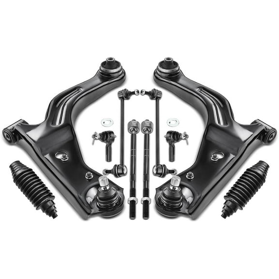 A-Premium 10Pcs Front Suspension Kit Lower Control Arm and Ball Joint Assembly Sway Bar Link Tie Rod End Rack and Pinion Bellow Compatible with Ford Escape Mazda Tribute 2001-2004