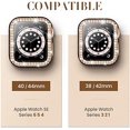 thumbnail image 4 of Apple Watch Screen Protector Bling Case Compatible for Apple Watch 44mm SE Series 6 5 4 with Hard PC Tempered Glass Diamond Protective Full Face Cover Case Accessories for iWatch Girl Women, 4 of 5