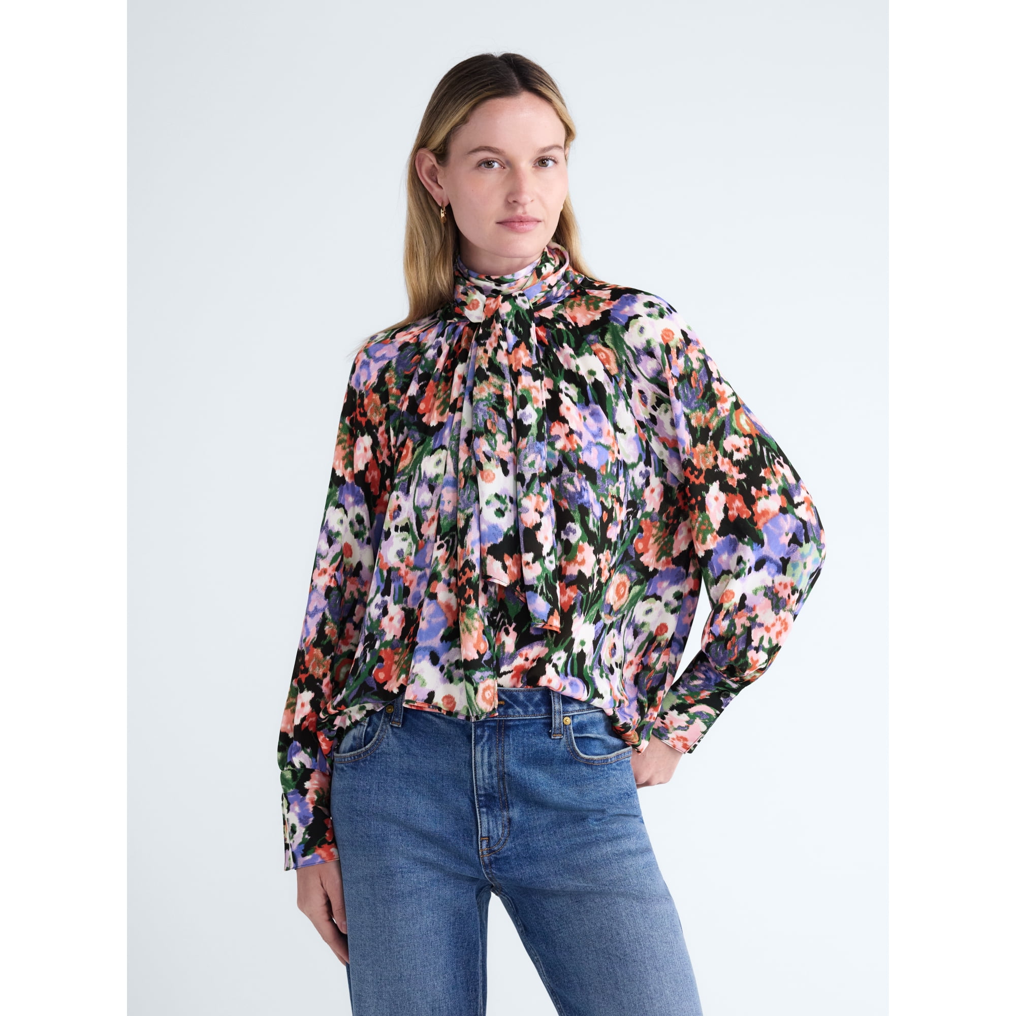 Scoop Women's and Women's Plus Tie Back Blouse, Sizes XS-4X