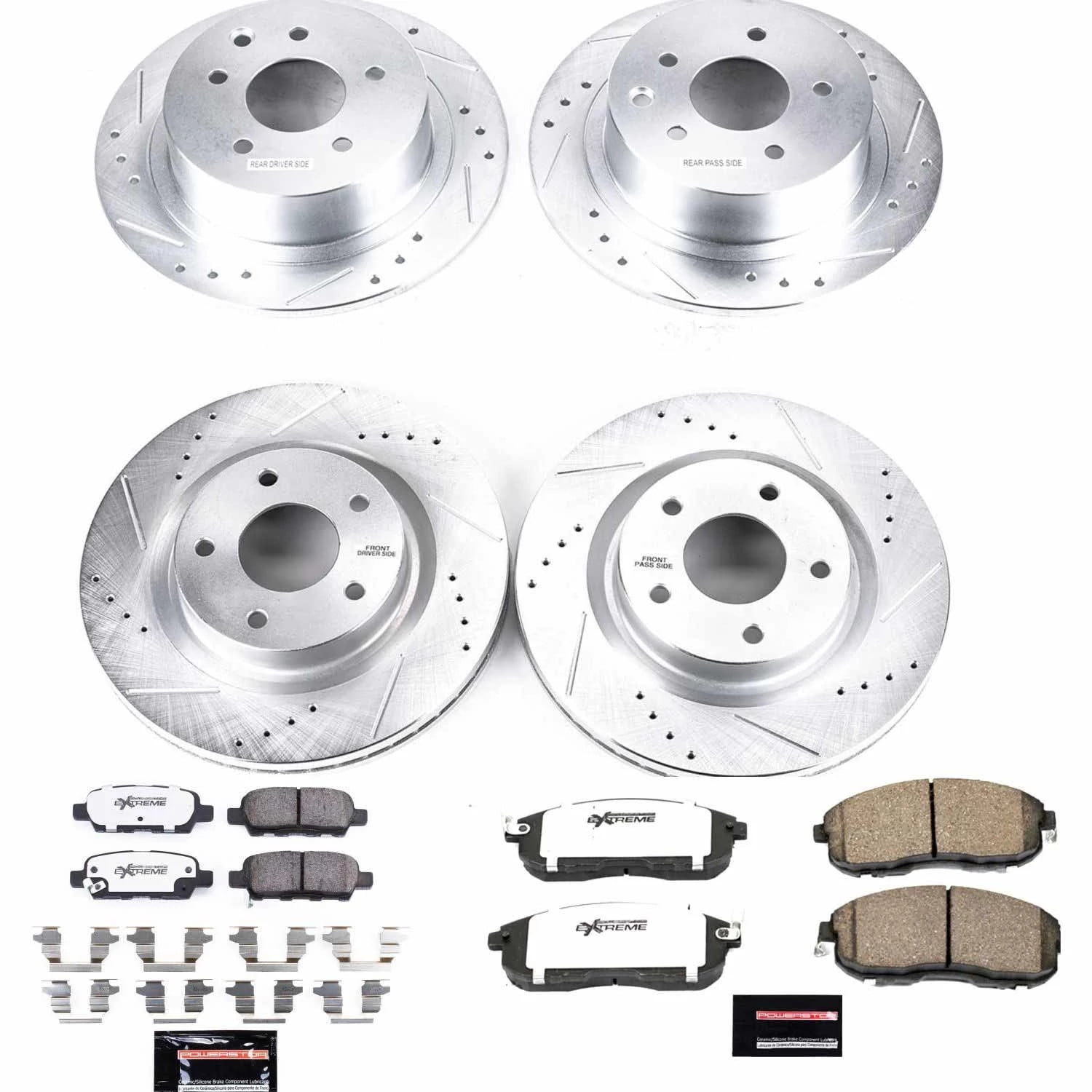 PowerStop Front and Rear Z26 Street Warrior Carbon-Fiber Ceramic Brake Pad and Drilled and Slotted Rotor Kit Fits: NISSAN Select Models K7865-26