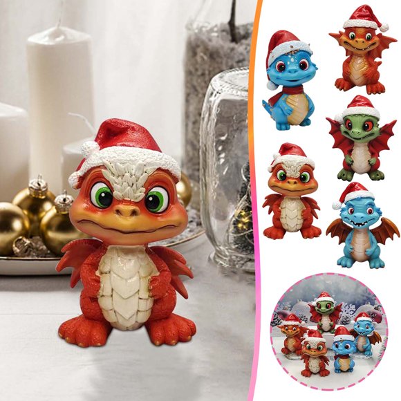 Isvgxsz 2025 New Clearance Creative Ornaments Christmas Little Dinosaur Atmosphre Scene Set Decoration Ornaments Resin Dinosaur Sculpture Ornaments Desktop