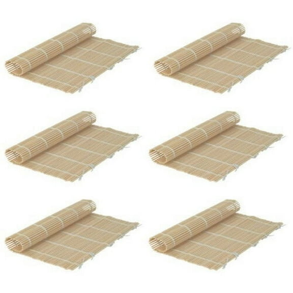 Set of 6 Bamboo Sushi Rolling Mats 9-1/2 Inches Square