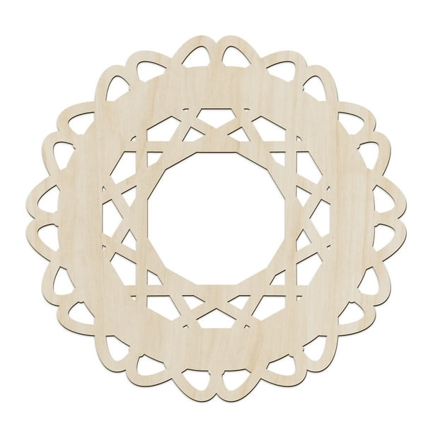 Mandala Wooden Wall Art Lattice Round Circular Geometric Grid Birch Wood Plywood Rustic Mandala Wooden Wall Art Lattice Round, White Round Lattice Wood Wall Decor