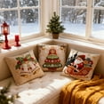 thumbnail image 6 of Cinvoph 18"x18" 3pcs Embroidered Christmas Throw Pillow Covers Linen Festive Xmas New Year Decorative Pillow Cases for Couch Sofa Bed Chair Living Room Party Winter Home Decoration, 6 of 7