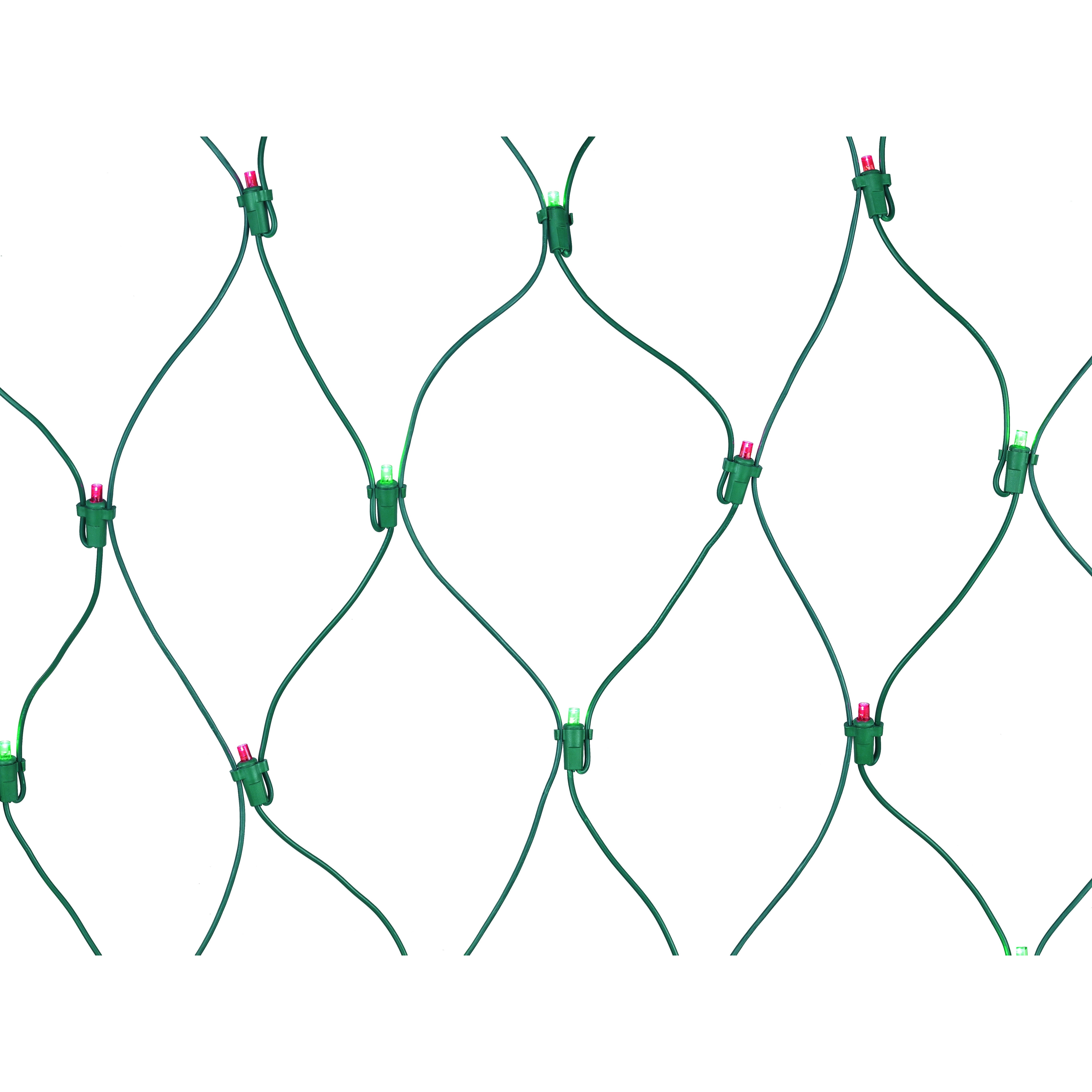 Indoor/Outdoor 150-Count LED Christmas Net Lights, Red, Green Wire, 6' x 4', by Holiday Time