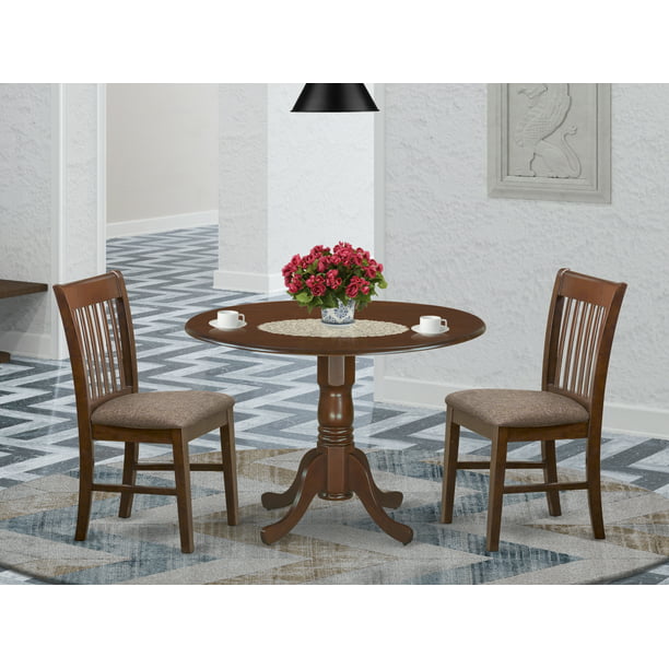 Dlno3 Mah C 3 Pc Small Kitchen Table, Round Dining Table For 2 With Chairs