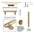thumbnail image 3 of Goo-Ki Knurled Champagne Bronze Kitchen Cabinet Handles, 3"(76mm) Hole Center Closet Classic Zinc Alloy Cabinet Pulls Dresser Handles for Bedroom, 6 Pack, 3 of 8