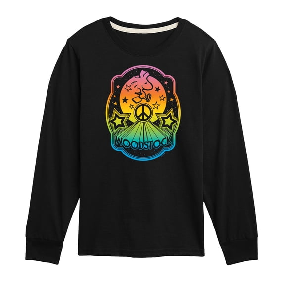 Peanuts - Psychedelic Color Burst Woodstock - Peace - Toddler & Youth Long Sleeve Graphic T-Shirt