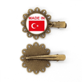 thumbnail image 1 of en turquía país amor tocado de pieza de pelo de horquilla de flor de metal vintage, 1 of 3