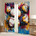 thumbnail image 2 of Feelyou Baseball Game Black Out Curtains for Boy, Chic Graffiti Splash Curtains Pack of 2 (42x63 Each), Vintage Oil Printing Bedroom Curtains, Living Room Curtains Decor, 2 of 6